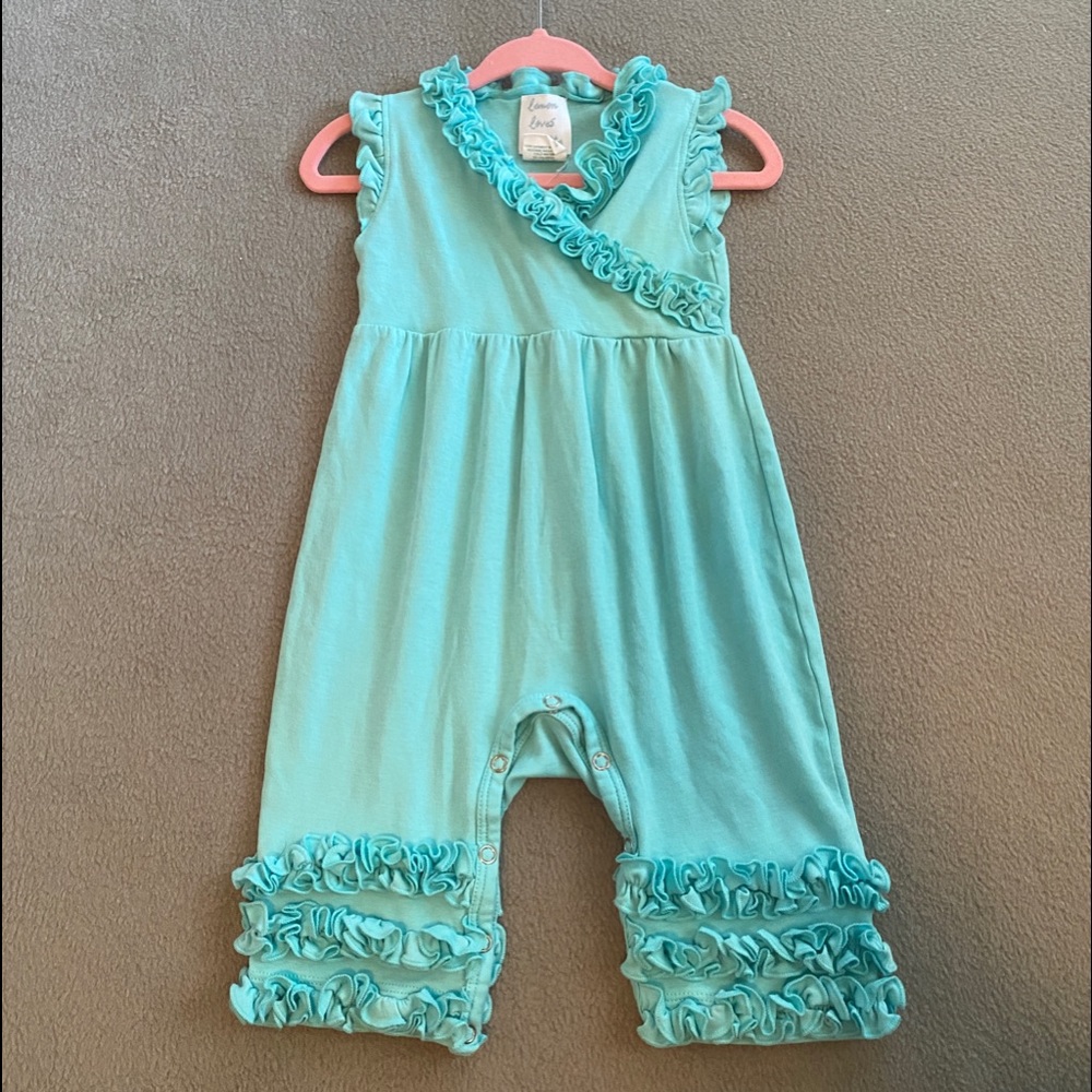 Baby girl ruffle romper EUC